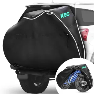 KAC Bike Cover for Transport On Rack - 600D Heavy Duty Bicycle Covers Outdoor Storage Waterproof, Bike Cover with Bag & Anti-Theft Lock Holes for Mountain Road Electric Ebike (3 Bikes, XXL)