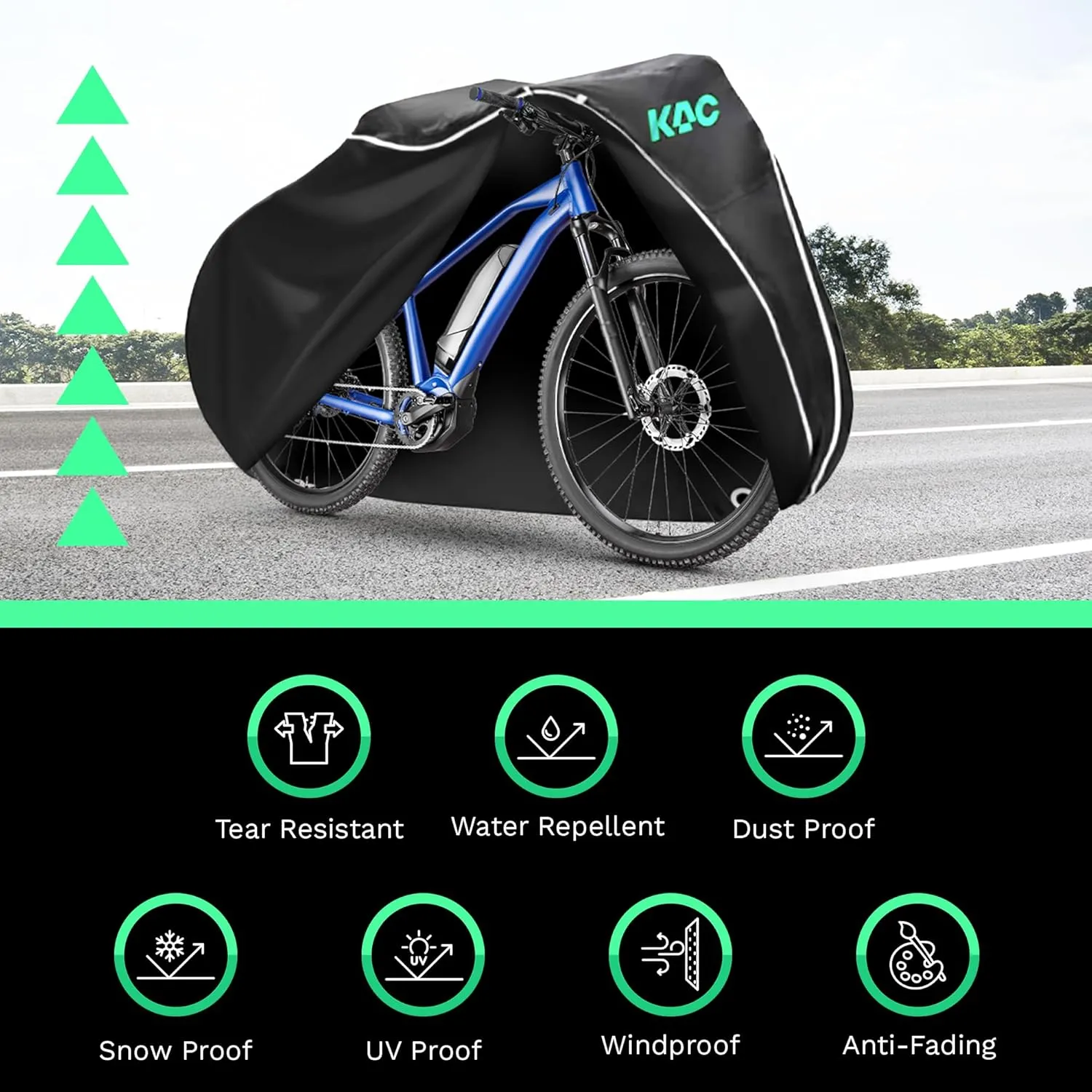 KAC Bike Cover for Transport On Rack - 600D Heavy Duty Bicycle Covers Outdoor Storage Waterproof, Bike Cover with Bag & Anti-Theft Lock Holes for Mountain Road Electric Ebike (3 Bikes, XXL)