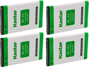 Kastar BL-4C Battery 4-Pack Replacement for Olympia 2130 2203 Becco Plus Bella OMP80 Praktica BL-4C Vivitar BL-4C Praktica CDV 1.0 Autocamera Vivitar DVR-1080 HD Vienod BL-4C Vienod V206 Vienod VF241