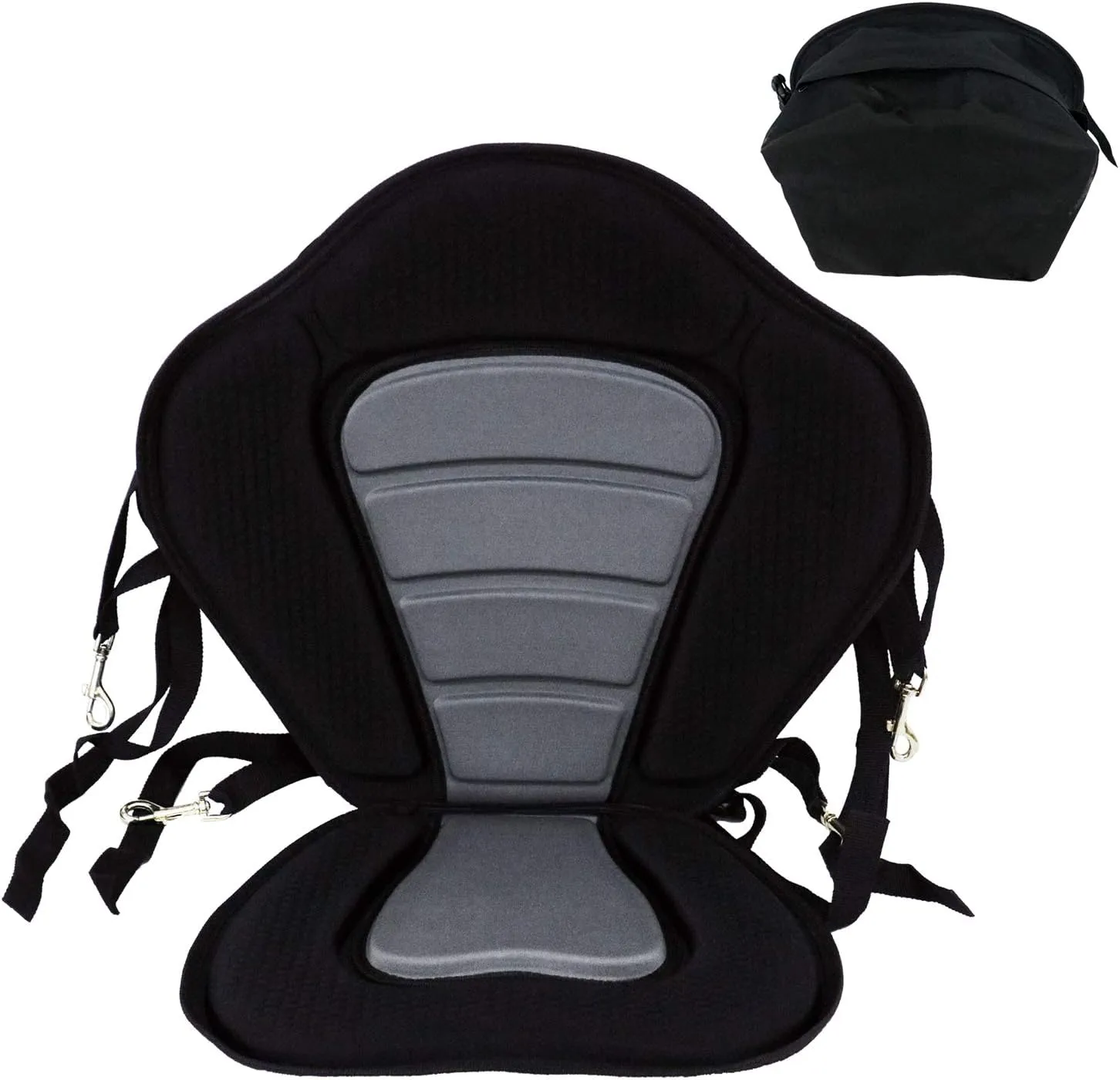 Kayak Seat Cushion Deluxe Padded Canoe Boat Backrest Seats Back Support Sit On Top with Detachable Storage Bag 4 Adjustable Straps for Kayaking Canoeing Rafting Fishing