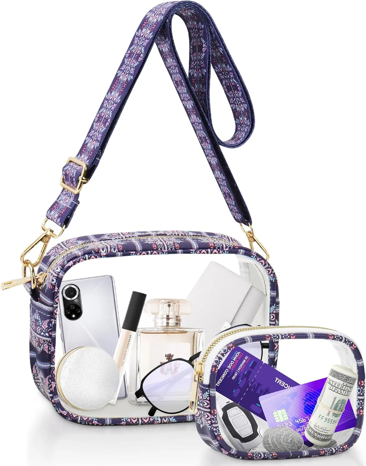 KETIEE Clear Crossbody Bag, Stadium Approved Clear Purse Bag for Concerts Sports Events Festivals