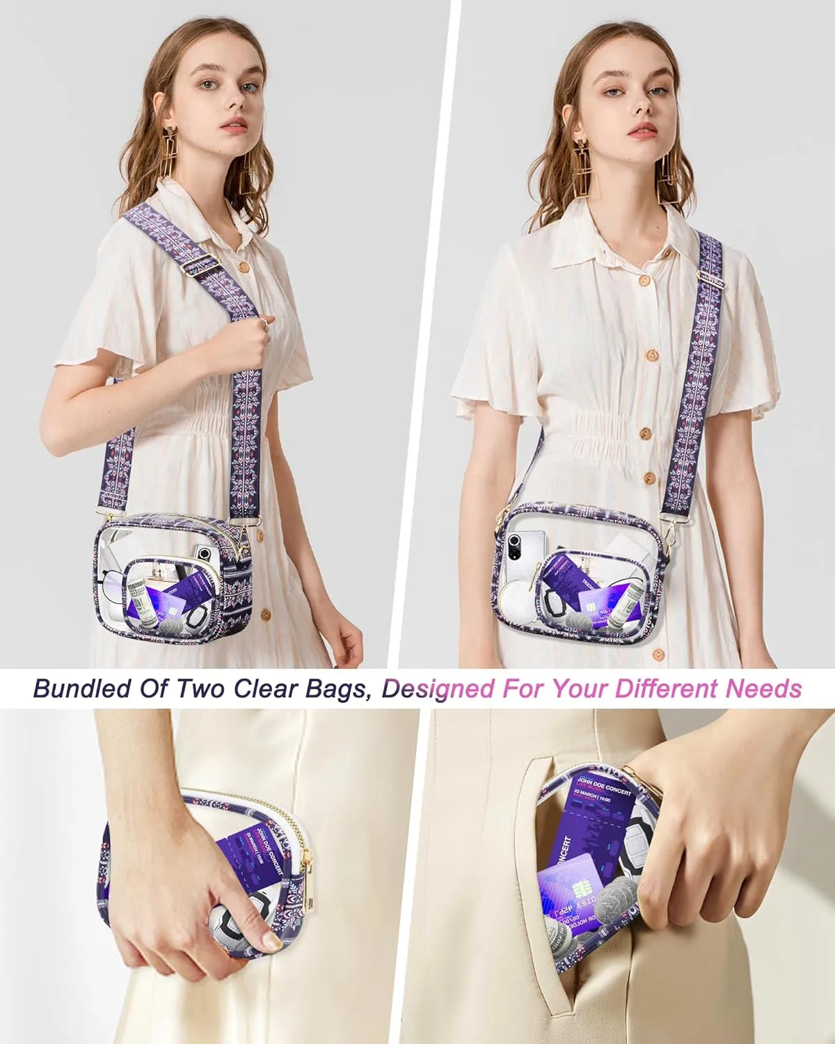 KETIEE Clear Crossbody Bag, Stadium Approved Clear Purse Bag for Concerts Sports Events Festivals