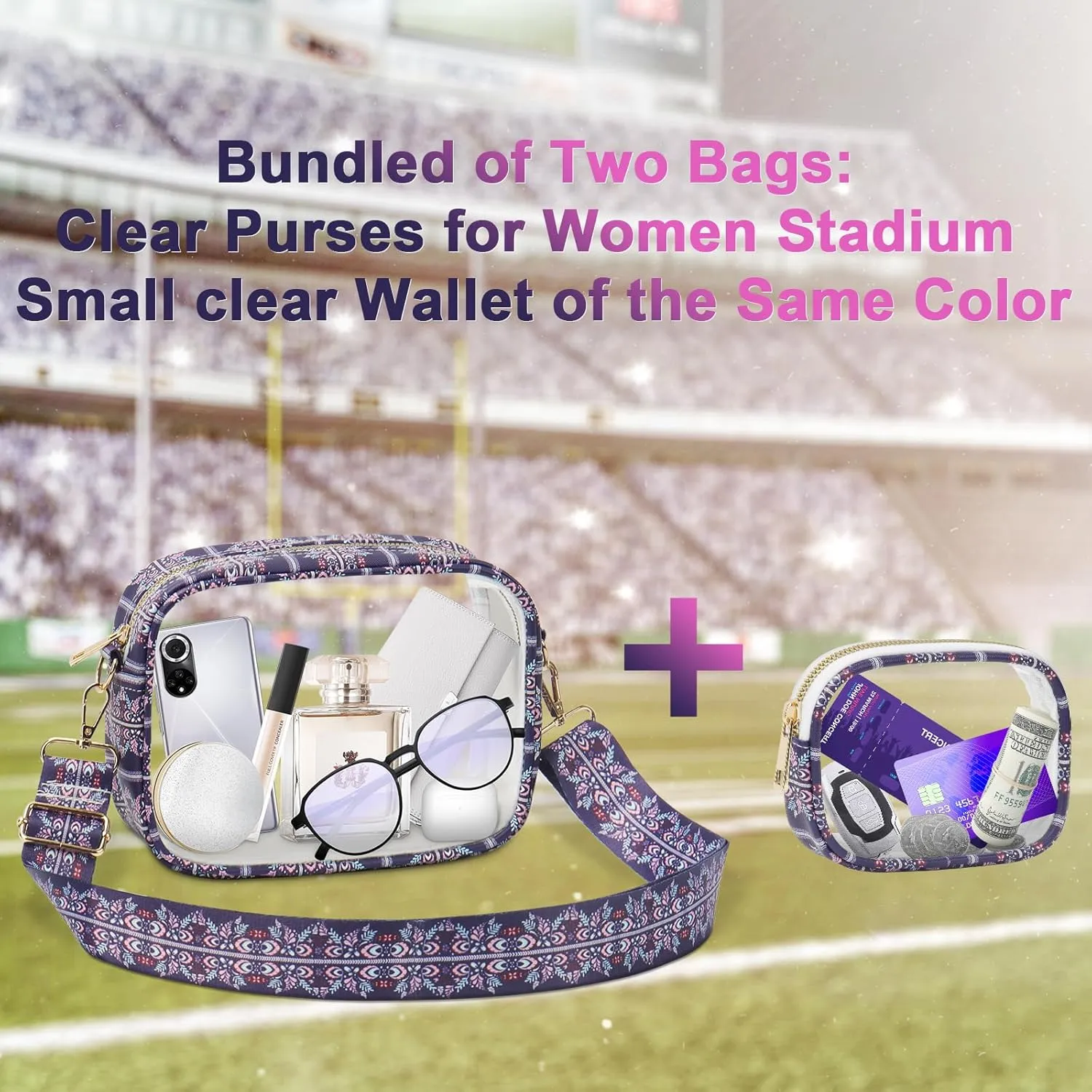 KETIEE Clear Crossbody Bag, Stadium Approved Clear Purse Bag for Concerts Sports Events Festivals