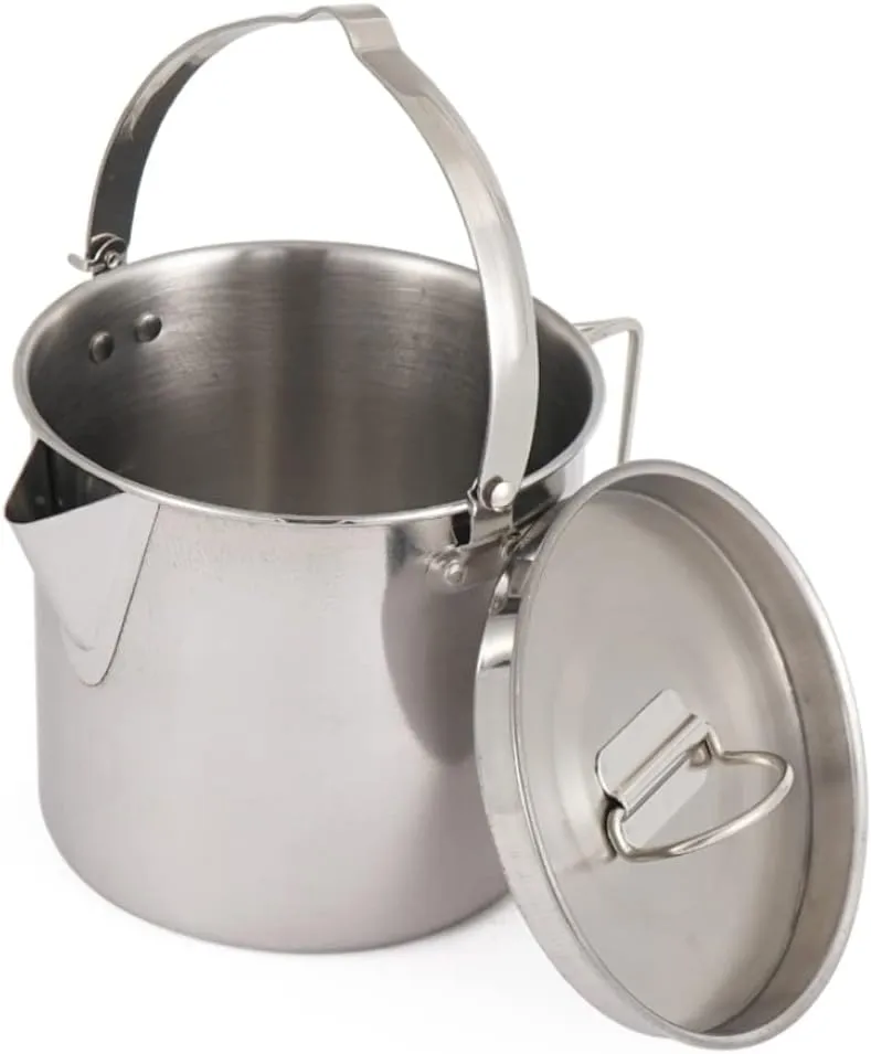 Kettle for Stove top 1.2L Stainless Steel Camping Kettle Outdoor Cooking Kettle Portable Tea Coffee Pot with Lid for Picnic Camping Hiking Kitchen Supplies Teapots