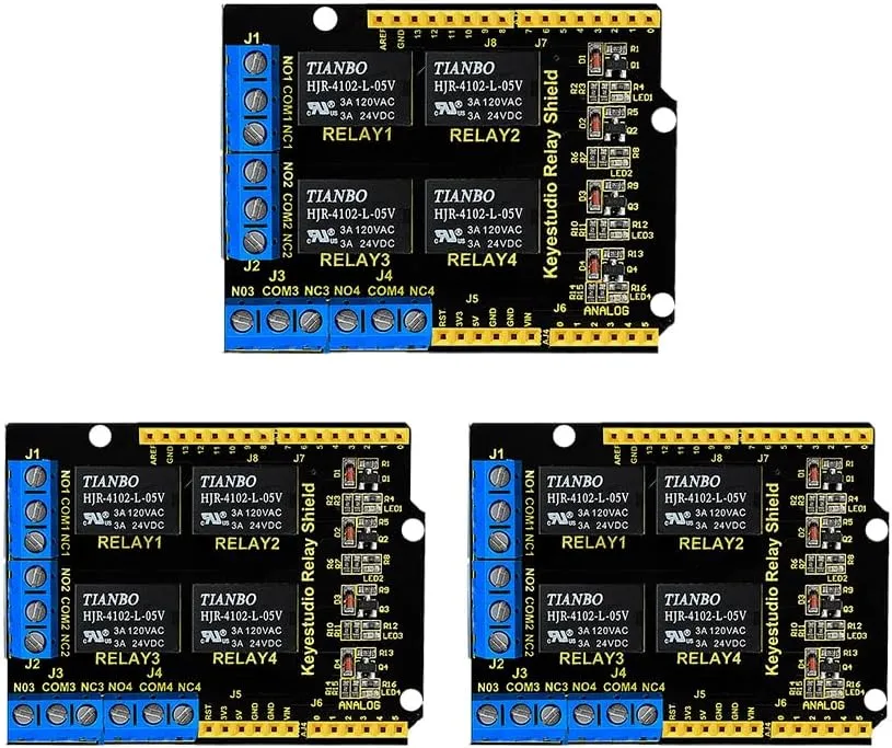 KEYESTUDIO 4 Channel Relay Shield 5V Relay Module for Arduino