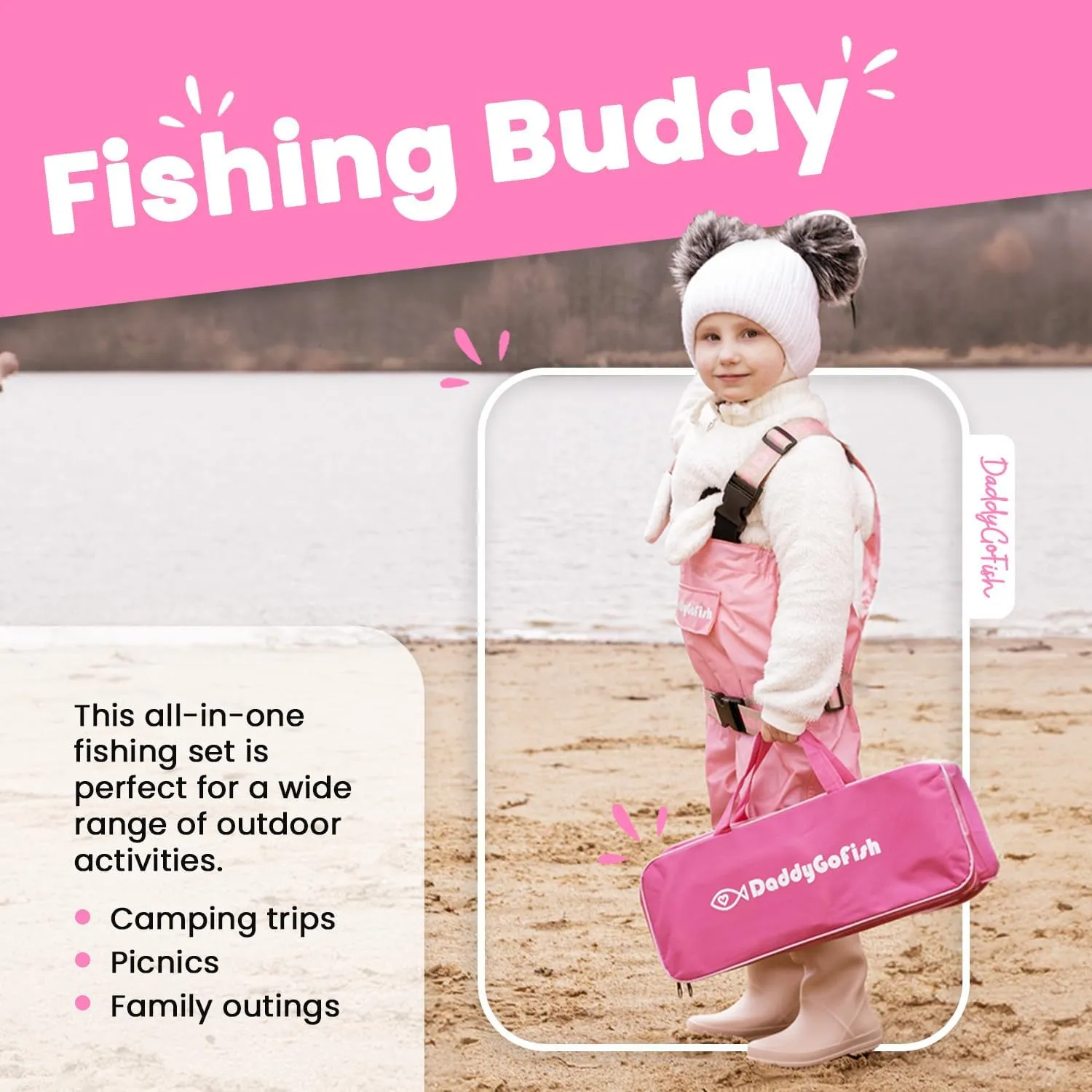 Kids Fishing Pole - Rod Reel Combo Tackle Box Starter Set - First Year Small Dock Gear Kit for Boys Girls Toddler Youth Age Beginner Little Children Junior Anglers