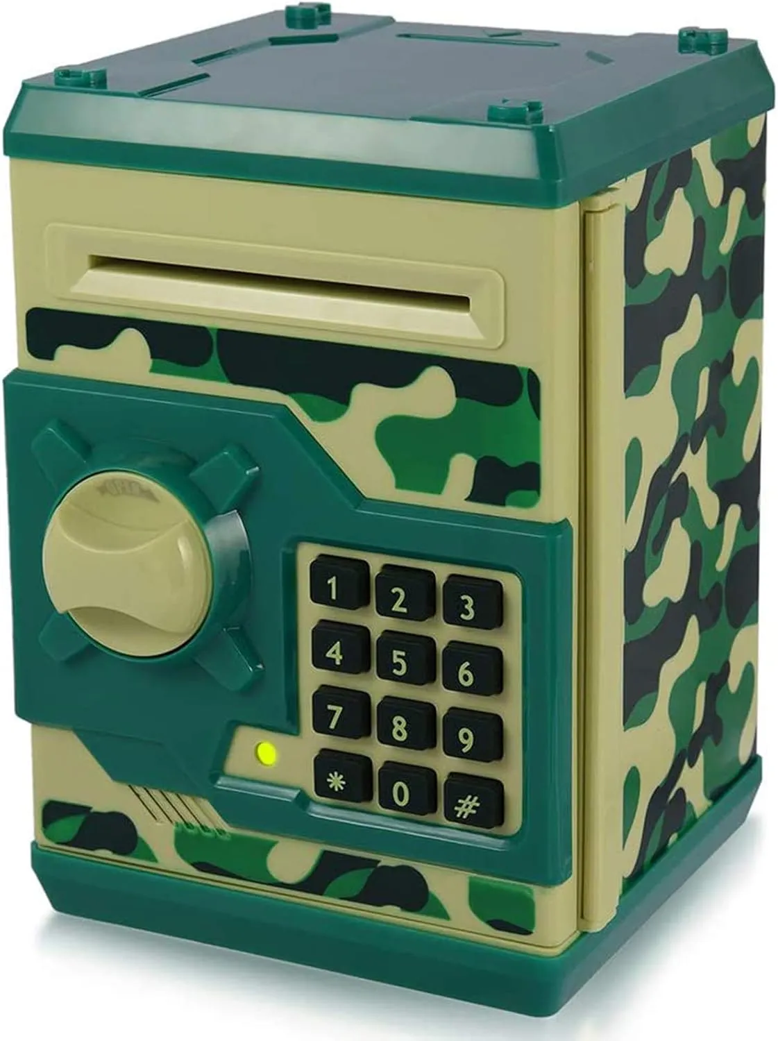 Kids Money Bank, Electronic Piggy Banks, Great Gift Toy for Kids Children, Auto Scroll Paper Money Saving Box Password Coin Bank,Perfect Toy Gifts for Boys Girls (Green Camo)
