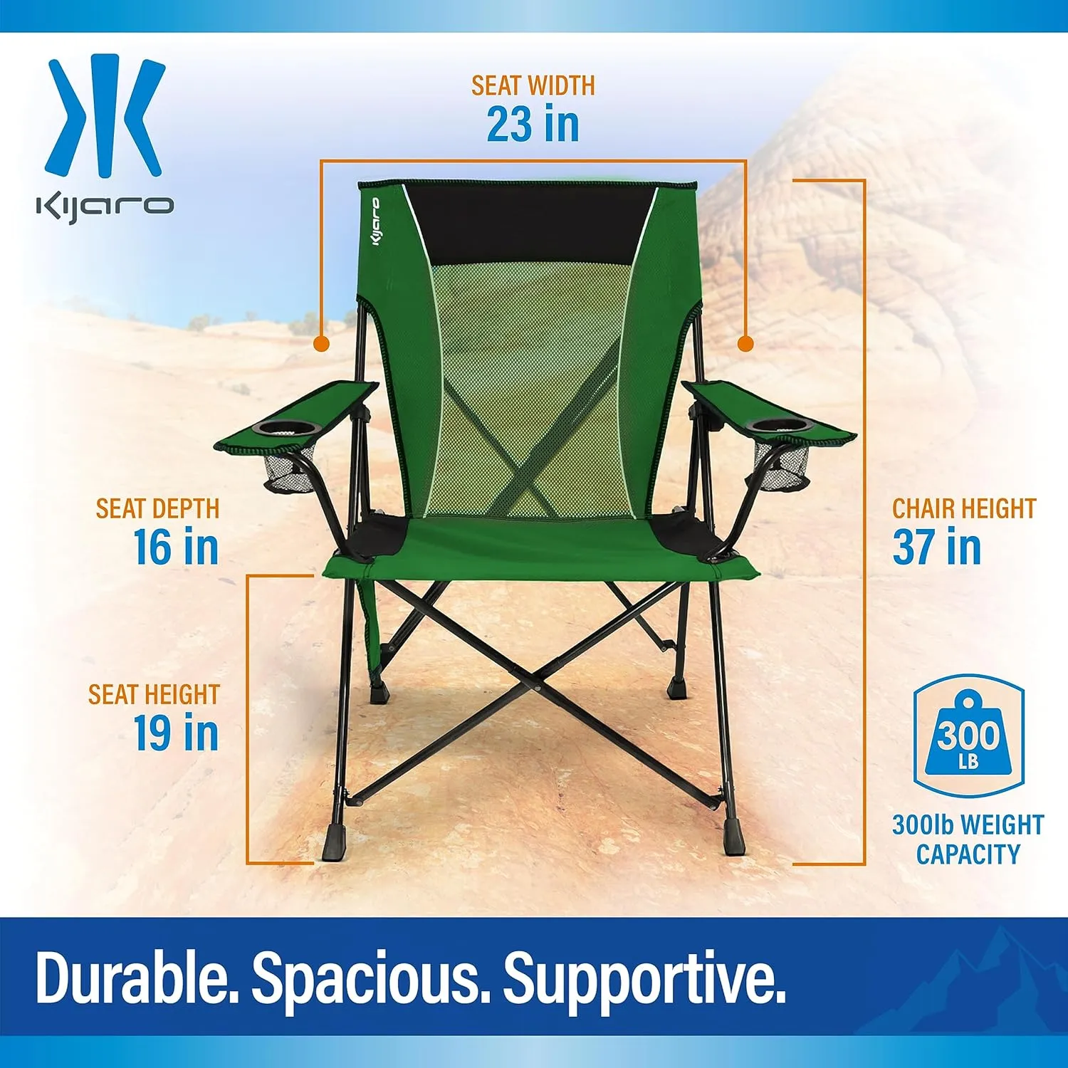 Kijaro Dual Lock Portable Camping Chairs - Enjoy the Outdoors with a Versatile Folding Chair, Sports Chair, Outdoor Chair & Lawn Chair - Dual Lock Feature Locks Position – Jasper Green
