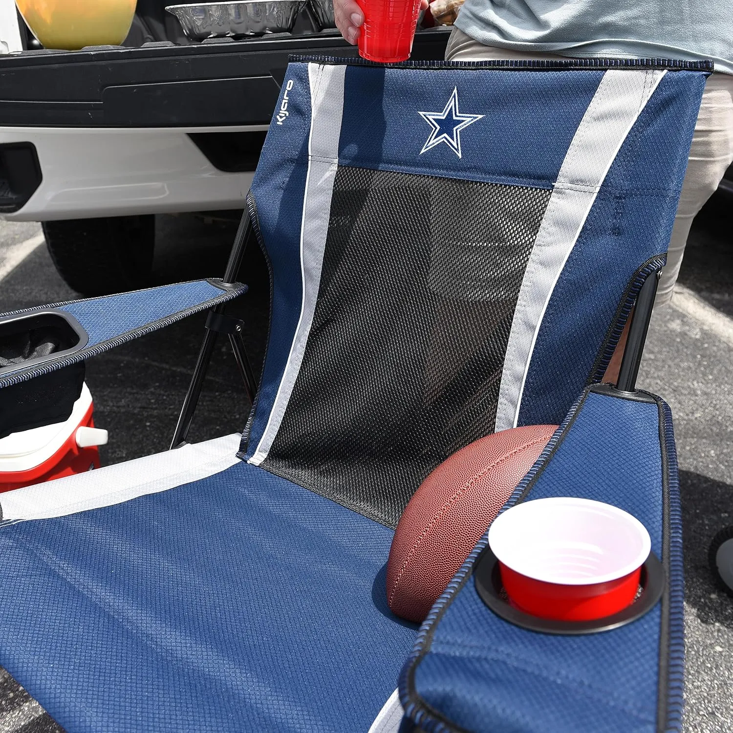 Kijaro Sports Fan Folding Chair, 26" L x 35.5" W x 37" H, Dallas Cowboys