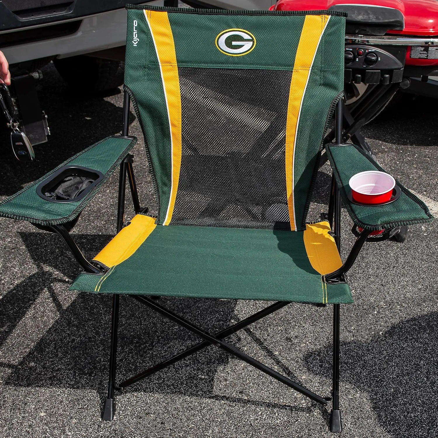 Kijaro Sports Fan Folding Chair, 26" L x 35.5" W x 37" H, Green Bay Packers
