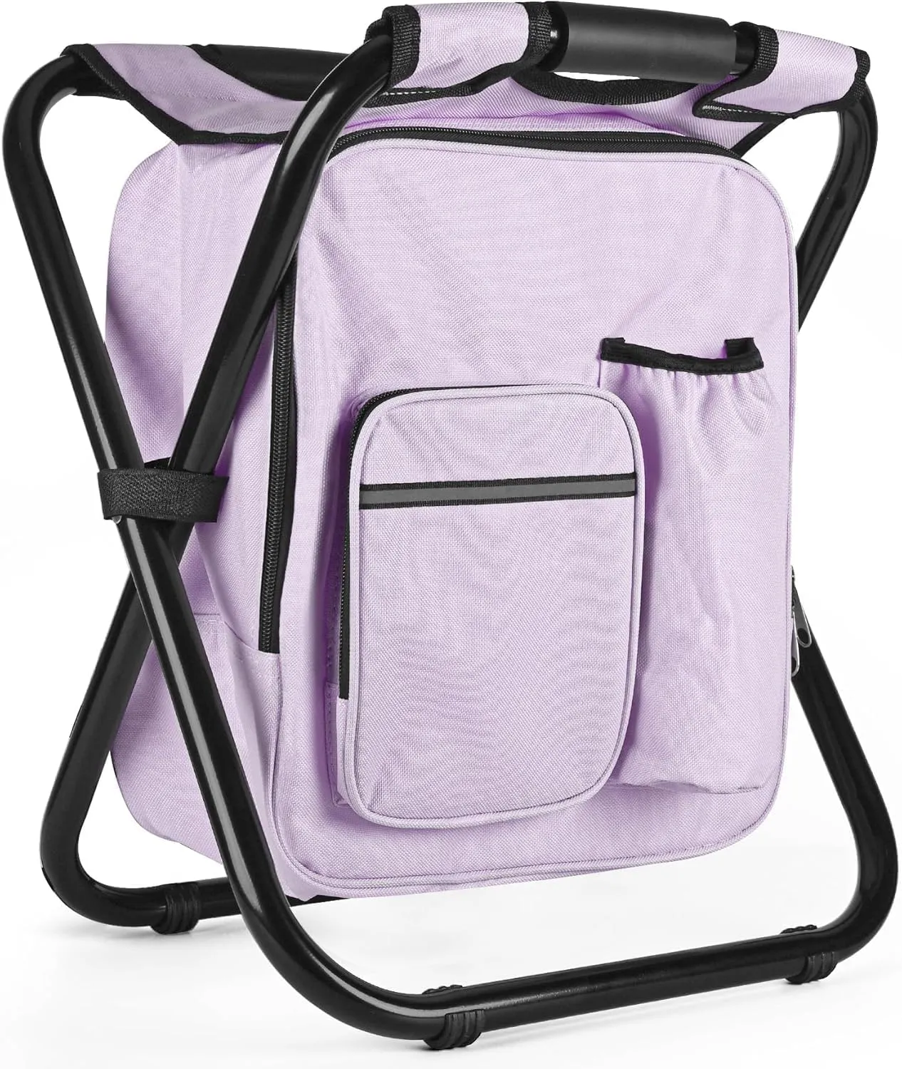 Kikerike Backpack Stool Cooler Chair Heavy Duty 400 LBS Max Load Portable Lightweight Stool Backpack Folding Fishing Cooler Seat for Camping Hunting Fishing - Pale Amethyst