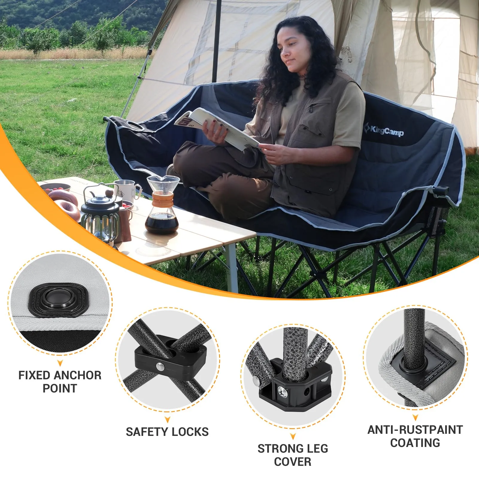 KingCamp CANNA C30 Trio Outdoor Loveseat Chair