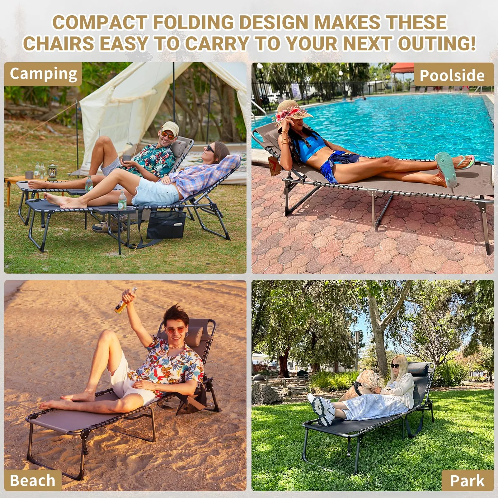 KingCamp Cool Lounge Chair Plus Textilene Lounge Chair with Side Table