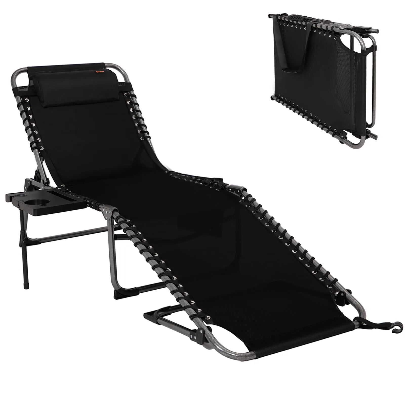 KingCamp Cool Lounge Chair Plus Textilene Lounge Chair with Side Table