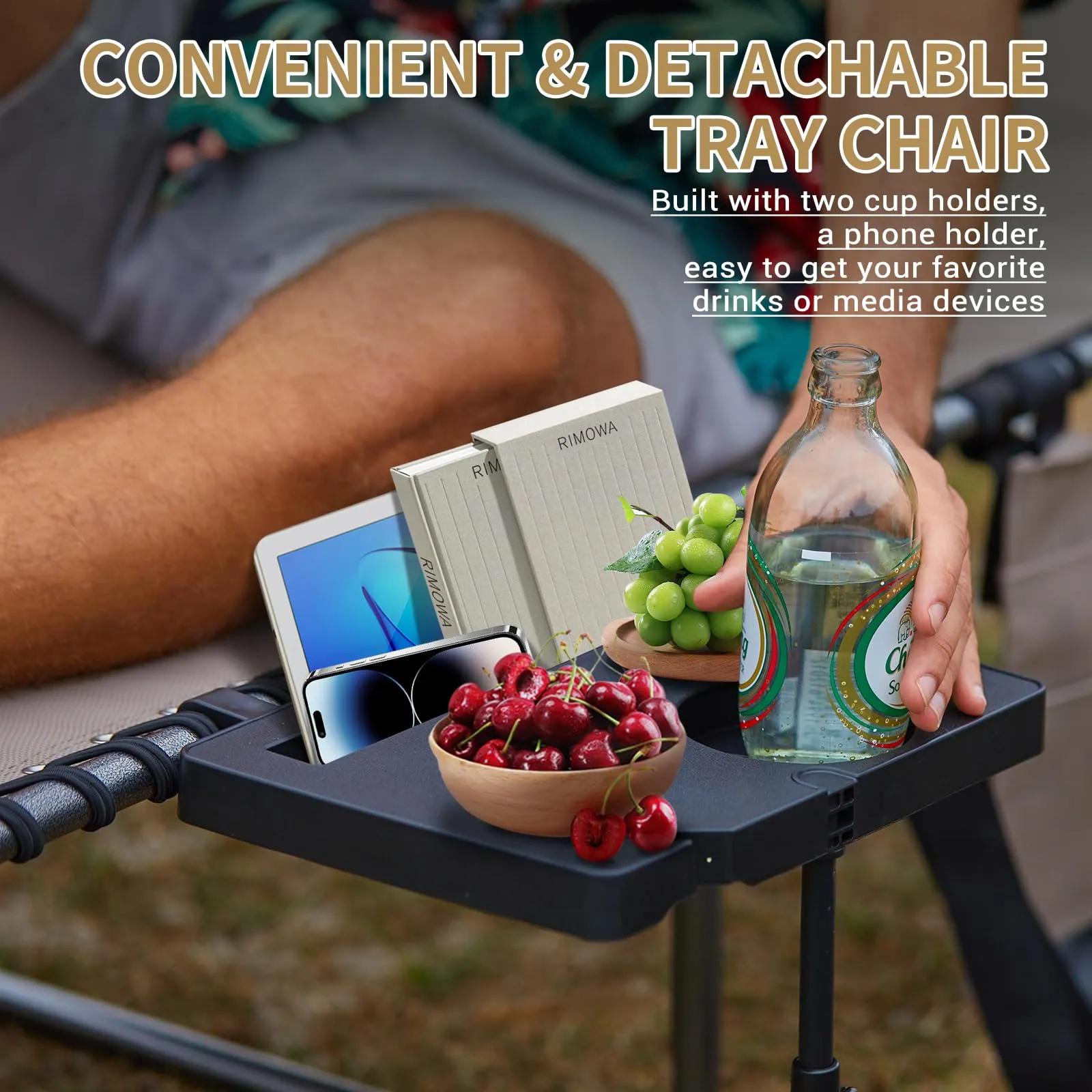 KingCamp Cool Lounge Chair Plus Textilene Lounge Chair with Side Table