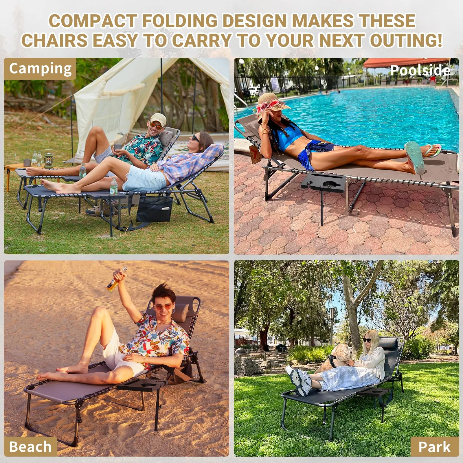 KingCamp Cool Lounge Chair Plus Textilene Lounge Chair with Side Table