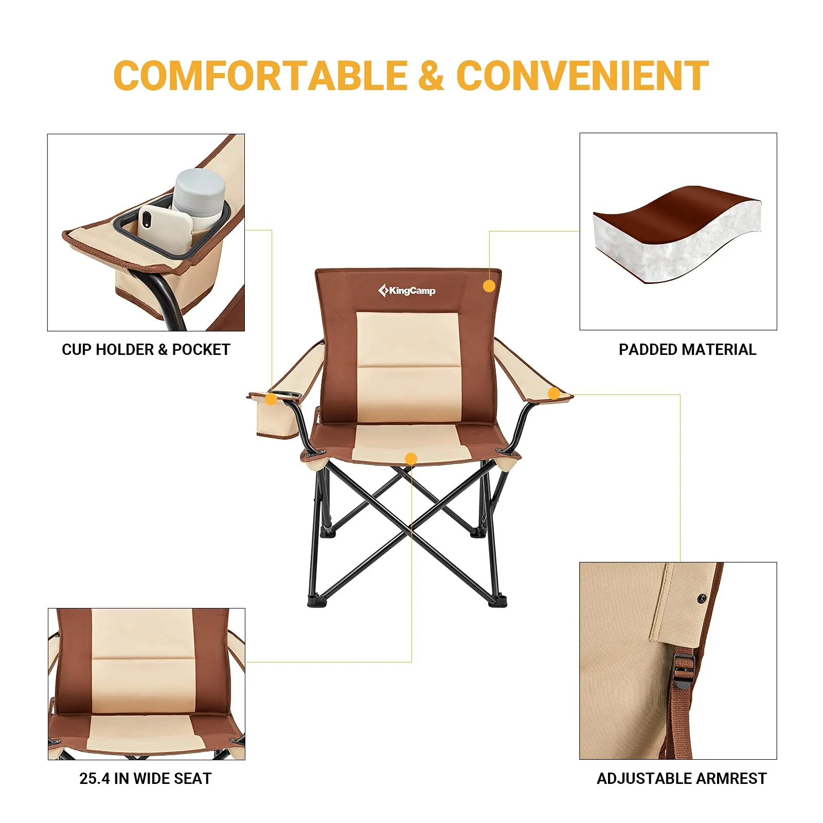 KingCamp Folding Camping Chair with Cup Holder