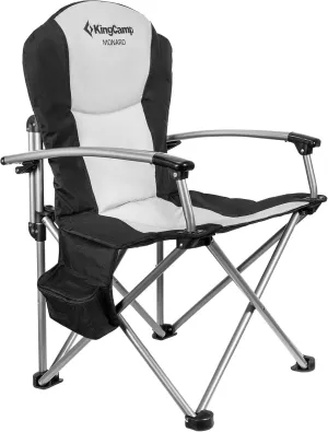 KingCamp Folding Portable Camping Chairs Oversized Padded Quad Arm Chair with Cooler Bag, Cup Holder and Side Pocket, Heavy Duty Supports 300 lbs for Outdoor, Lawn, Fishing, Sports