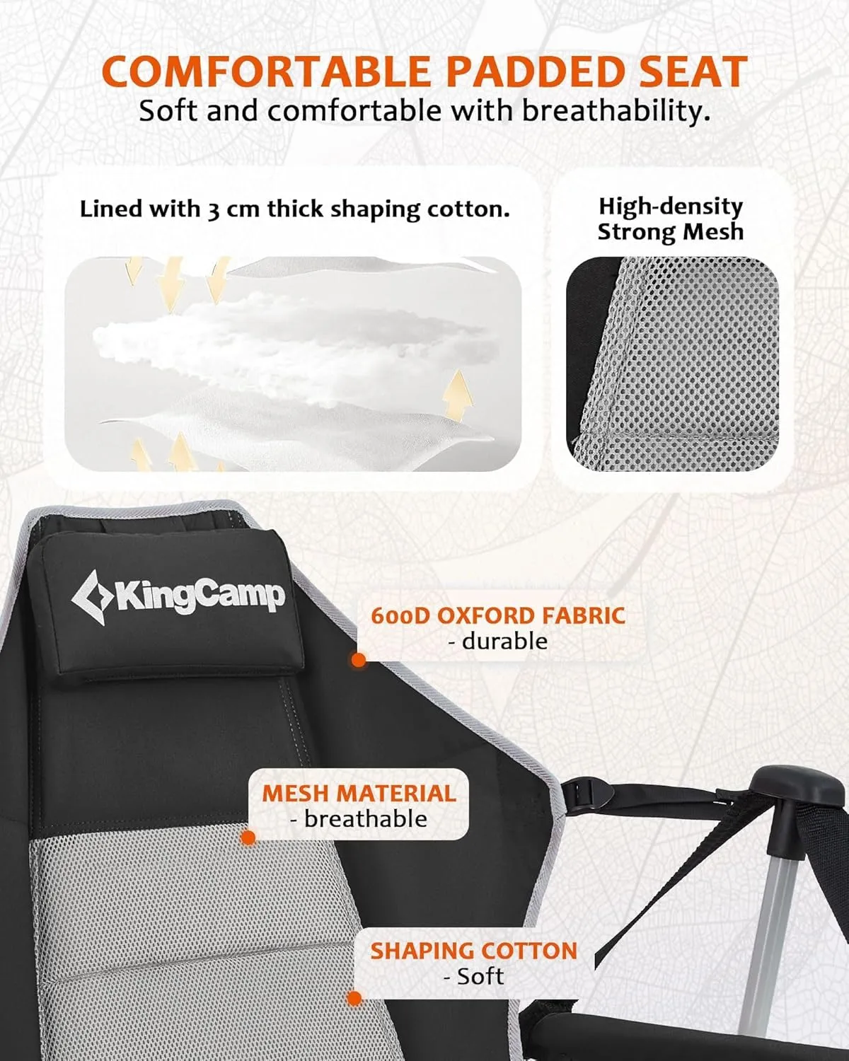 KingCamp Hammock Chair with Footrest, Swinging Portable Folding Camping Chairs for Adults 400lbs Heavy Duty Foldable Oversized Rocker with Cup Holder Pillow for Outdoor Beach Patio Sport Lawn