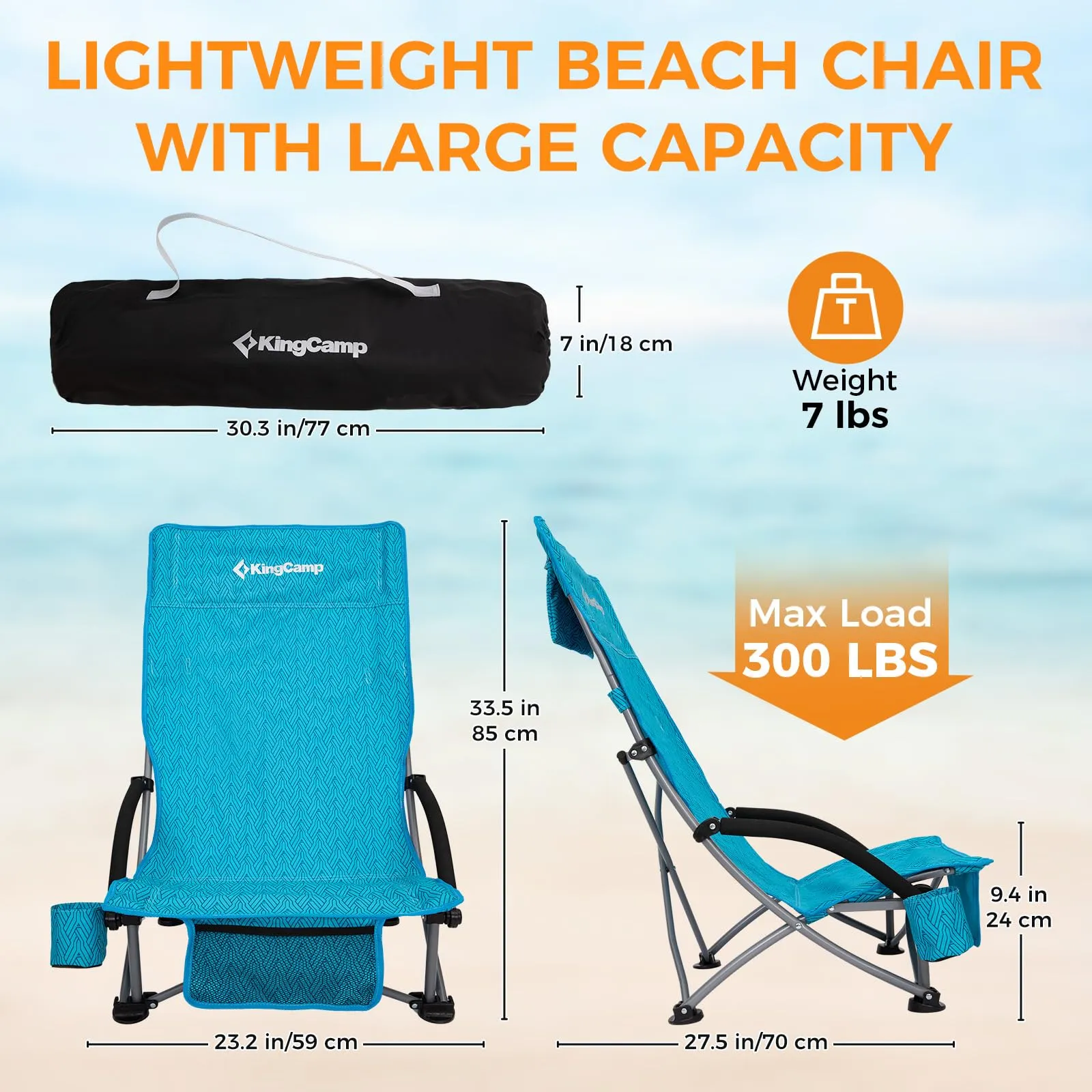 KingCamp High Mesh Back Low Sling Beach Chairs