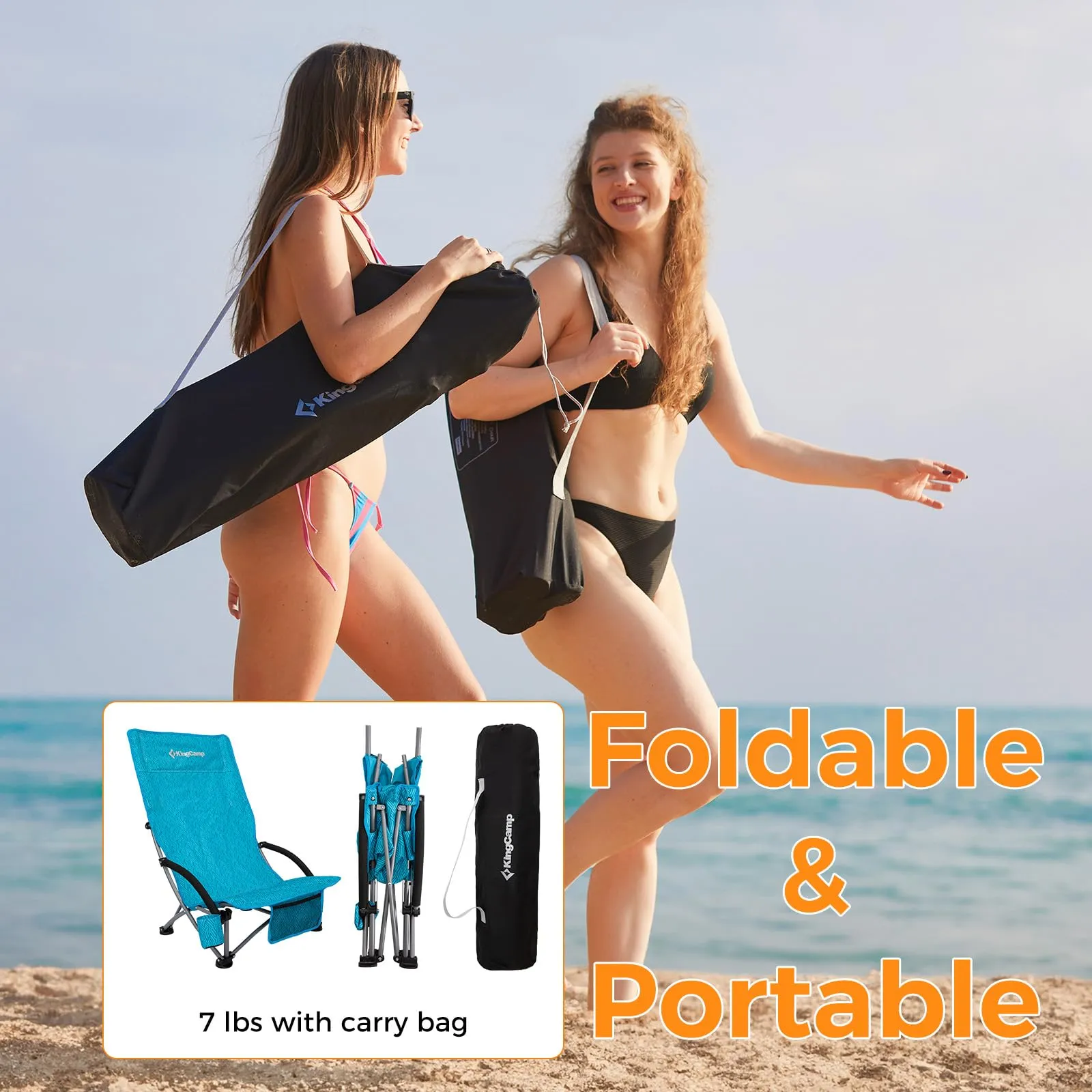 KingCamp High Mesh Back Low Sling Beach Chairs
