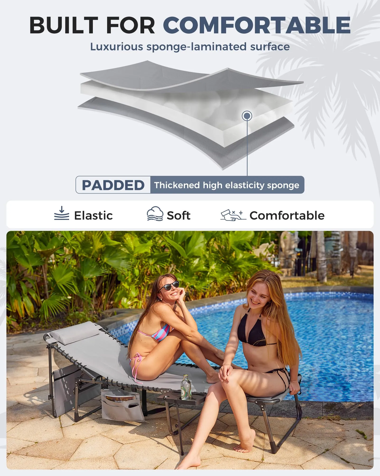 KingCamp MAGNOLIA B20 PLUS Folding Lounge Chair for Beach, Camping & Backyard