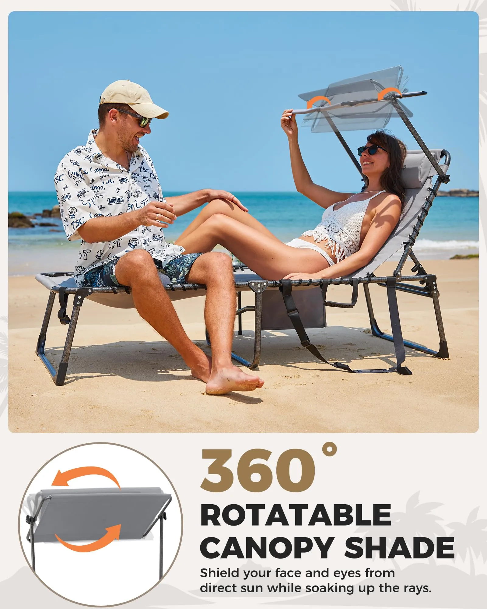 KingCamp MAGNOLIA B20 PLUS Folding Lounge Chair for Beach, Camping & Backyard