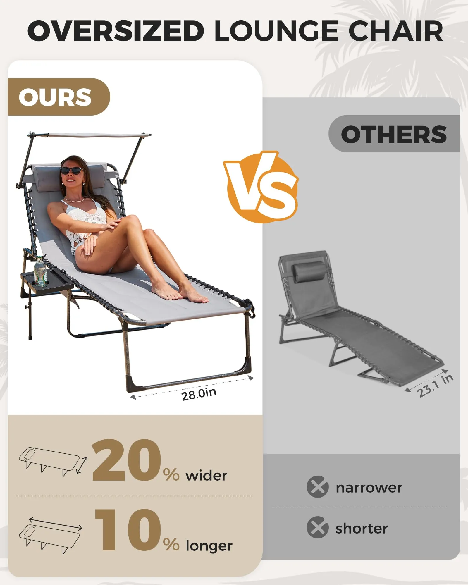 KingCamp MAGNOLIA B20 PLUS Folding Lounge Chair for Beach, Camping & Backyard
