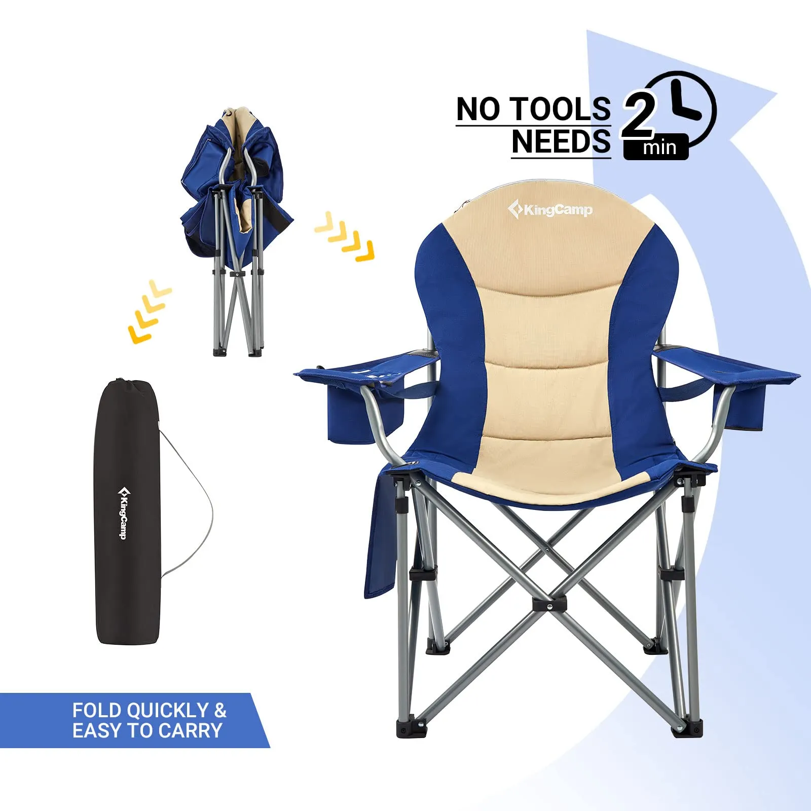 KingCamp SIMPSON Comfort Armchair Set of 2 Heavy Duty Camping Chair