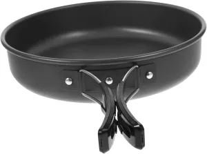 Kisangel 1set Portable Nonstick Frying Pan Camping Cookware Carrying Bag for Outdoor Picnics and Metal for Eggs and Pancakes
