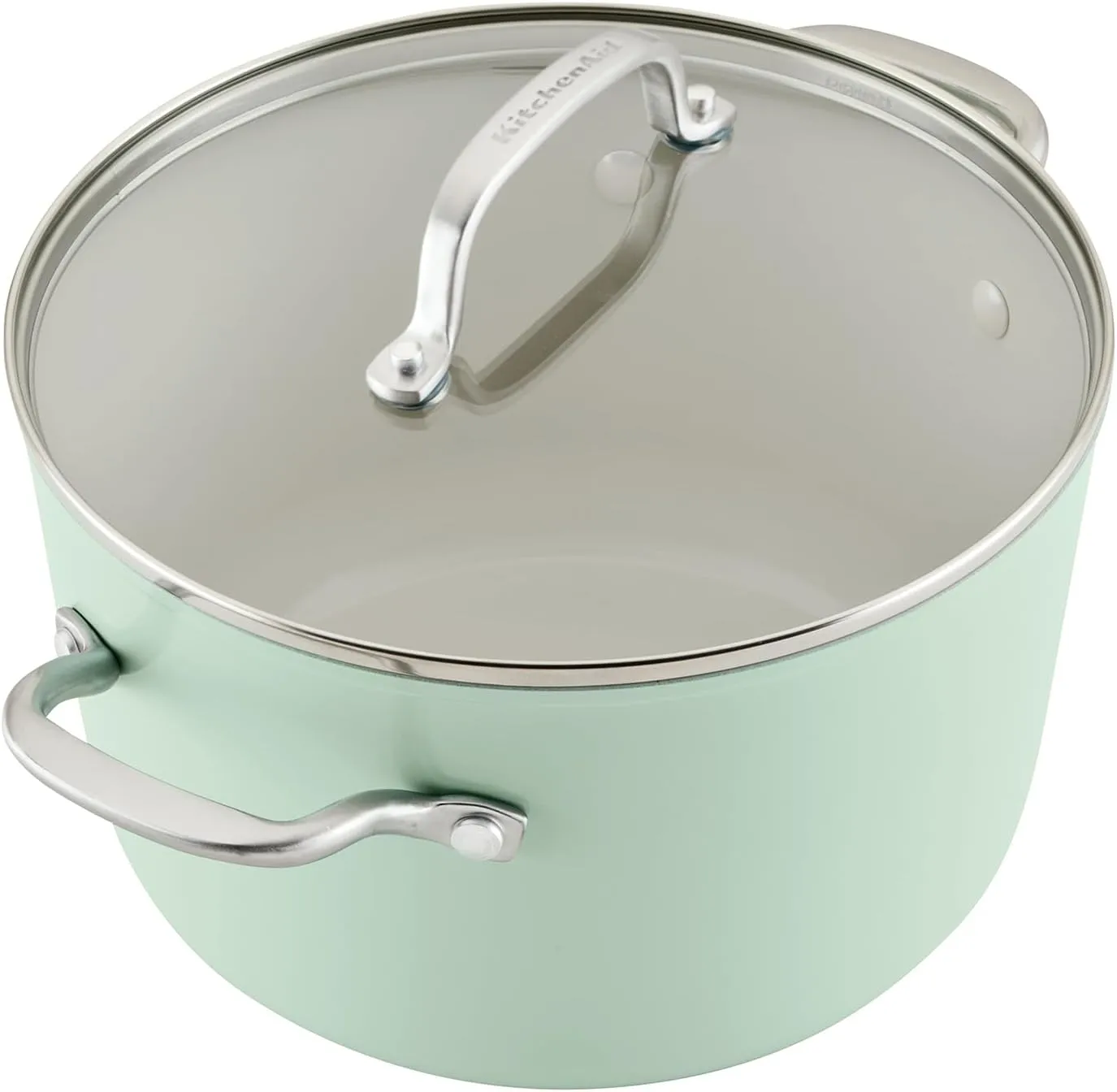 KitchenAid Hard Anodized Ceramic 9-Piece Nonstick Cookware Set – Includes Fry Pans, Saucepan, Stockpot, Durable, Even Heating, Oven Safe to 500°F, Pistachio