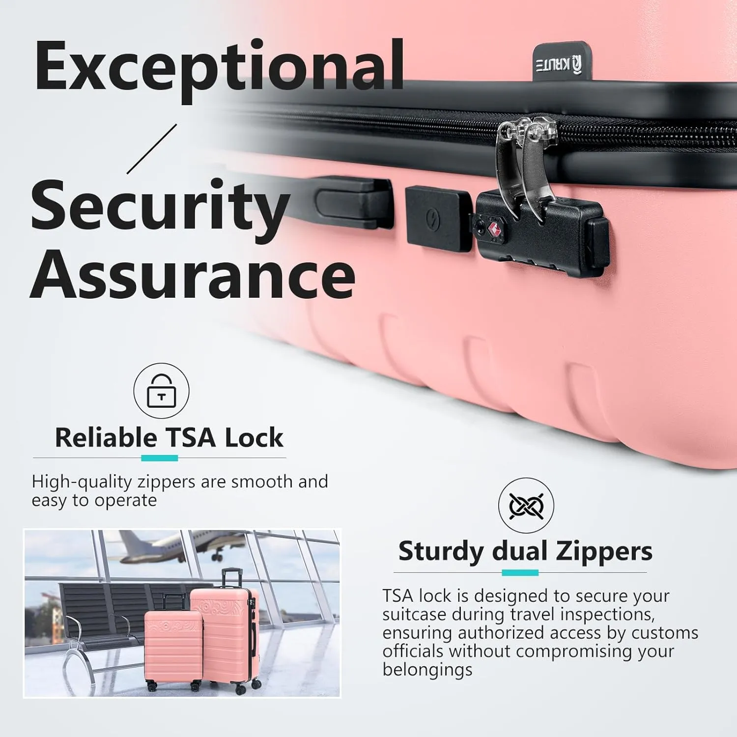 Krute Carry On Luggage with Wheels 21 Inch Airline Approved PC ABS Hard Shell Suitcase with USB Charging Port & TSA Lock Lightweight Travel Suitcases