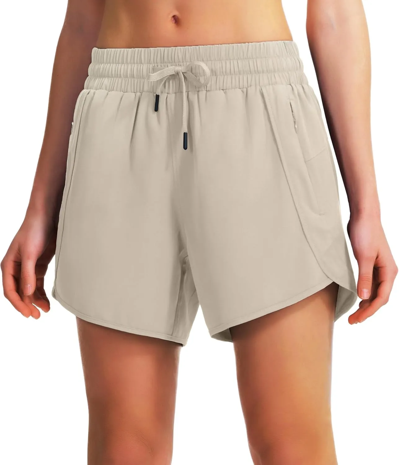 Ksmien Women's 5" Athletic Running Shorts Quick Dry Lightweight Workout Gym Shorts with Zipper Pockets UPF 50 