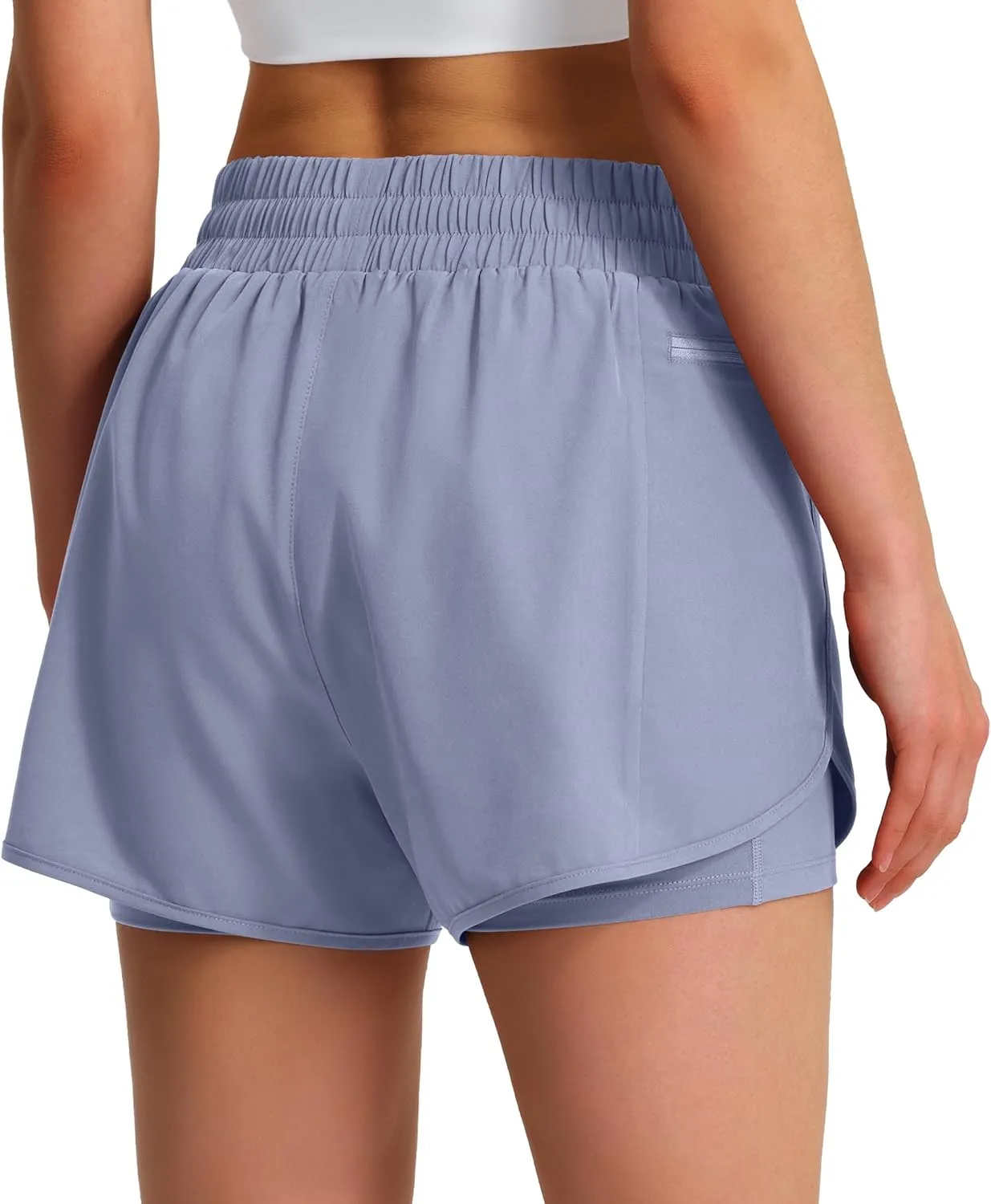 Ksmien Women's Running Shorts Quick Dry Lightweight Athletic Workout Shorts with Liner Phone Pockets