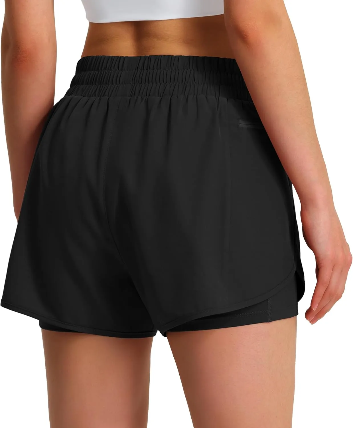 Ksmien Women's Running Shorts Quick Dry Lightweight Athletic Workout Shorts with Liner Phone Pockets