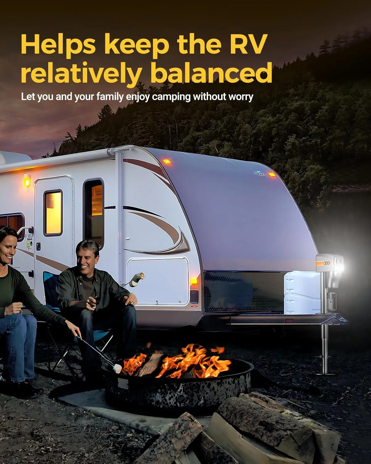 KYX Electric Trailer Jacks for RVs and Trailers: High-Capacity Models (5000 lbs) with LED Lights, Waterproofing, and Manual Crank Backup,Dual mounting Option
