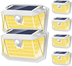 LANSOW Solar Motion Lights Outdoor 6 Pack, 188 LED/3 Modes, Motion Sensor Outdoor Light, IP65 Waterproof 270° Lighting, Solar Powered Security Flood Lights for Outside Yard Garden Wall(Warm White)