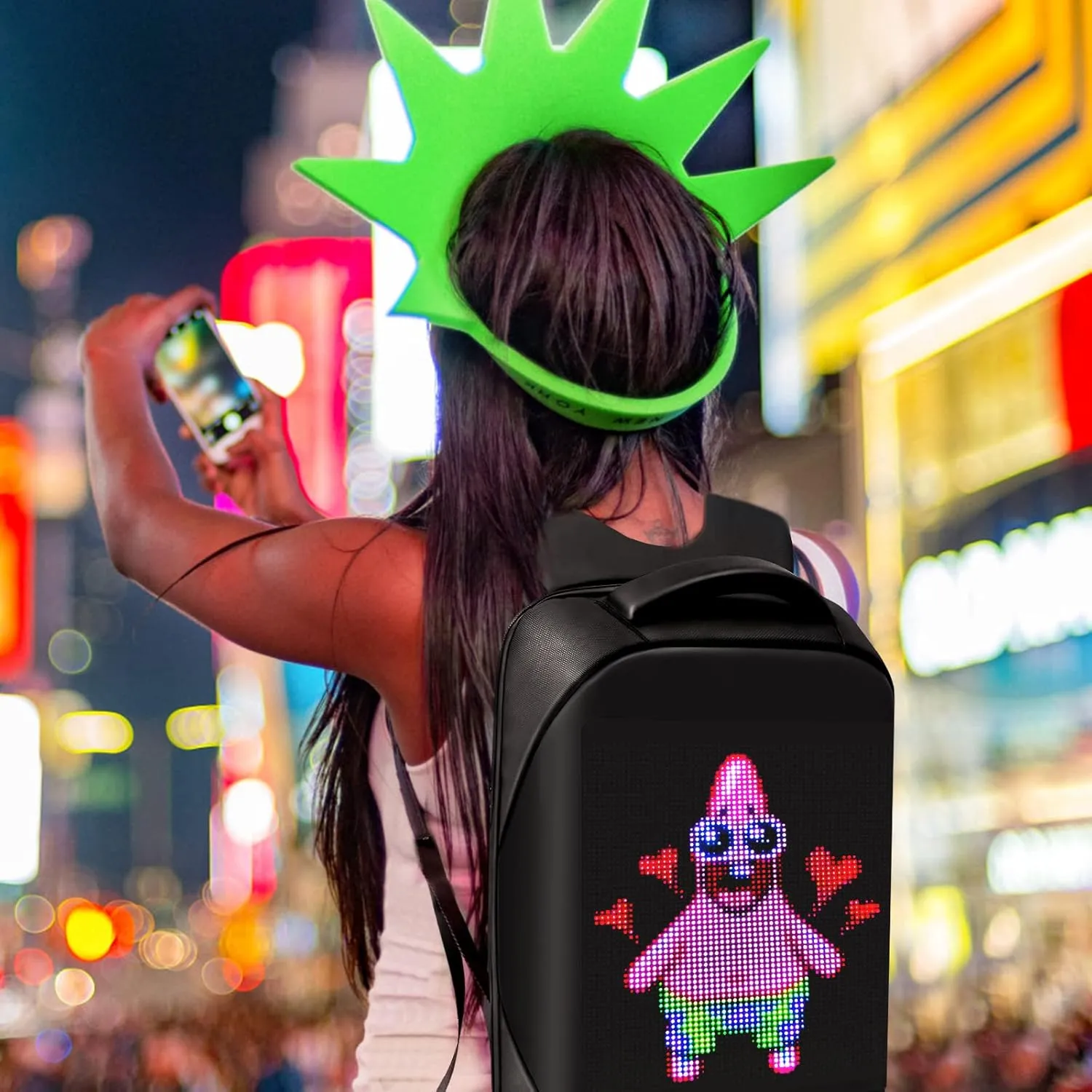 Laptop Backpack with LED Display, DIY Fashion Backpack, Waterproof Shoulder Travel Backpack, Gift for Men Women Fits 15.6 Inch Laptop (Black)
