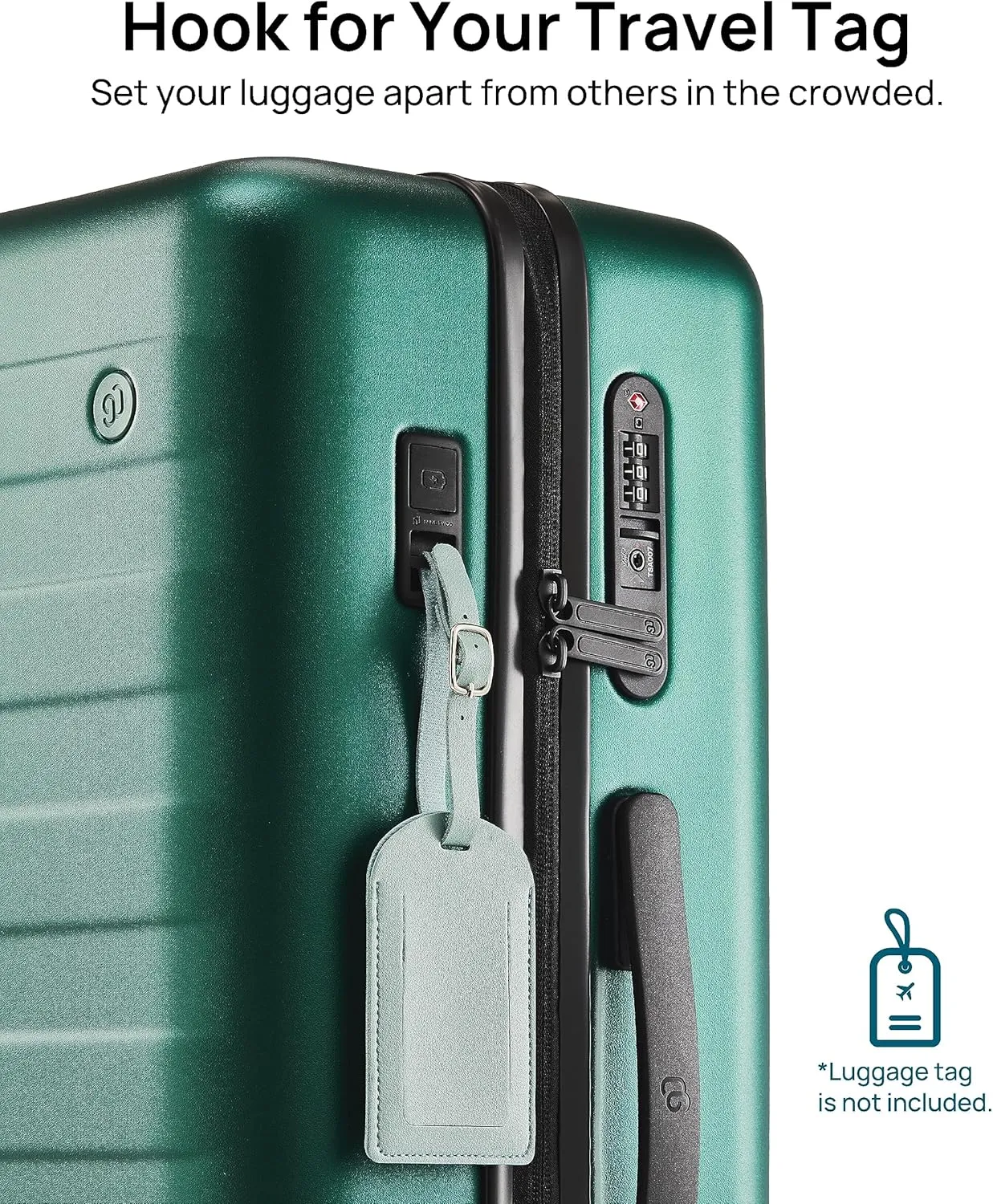 Large Checked Luggage 29 Inch, Checking In Luggage with USB Port, Spinner Wheels, Lightweight, Hard Shell PC Suitcase, Lightweight Travel Luggage, TSA Approved (Emerald Green, Rhine Pro)