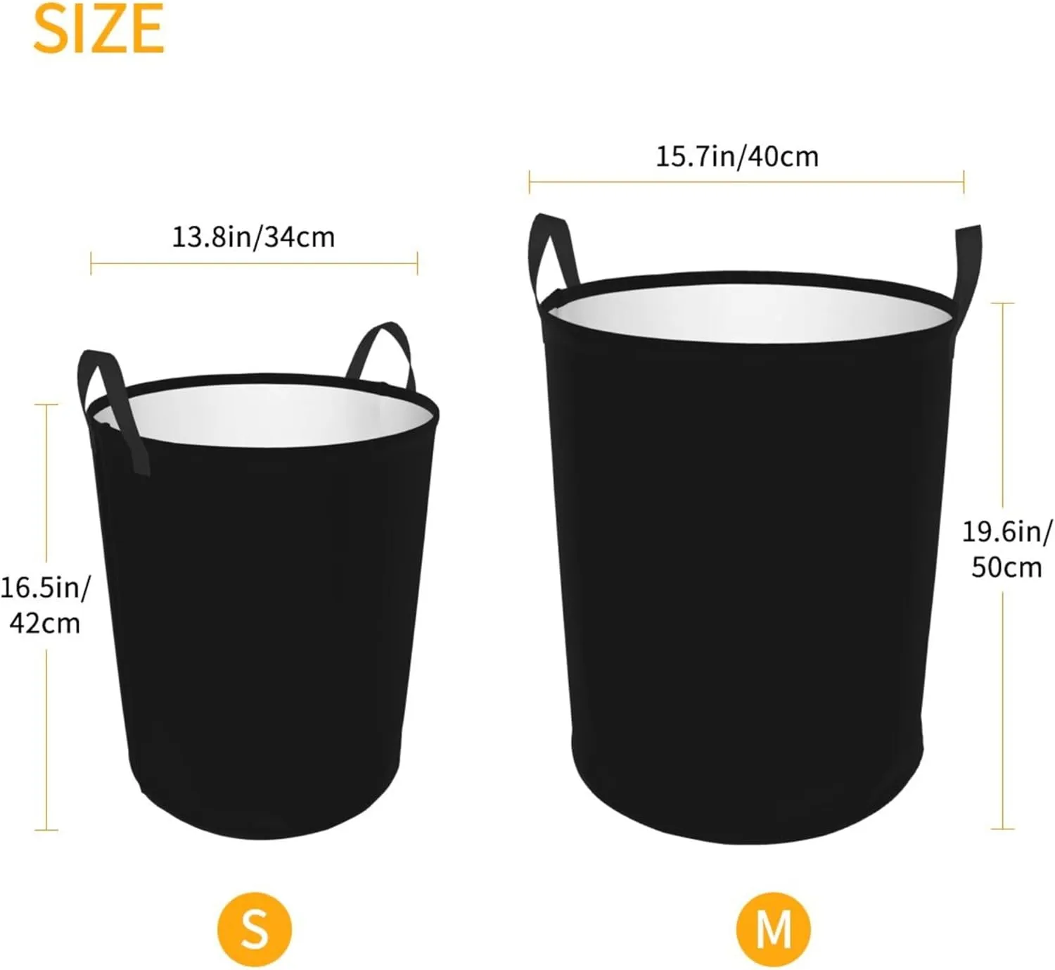 Large Laundry Hamper Bag, Solid Plain Black Elegant Modern Laundry Basket Collapsible Waterproof Storage Basket for College Dorm, Family Essentials
