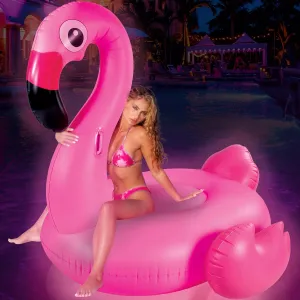 Large Pink Flamingo Pool Floats Adult with Lights - RGB Solar Powered Flamingo Floats for Pool | LED Pool Floats with Handles & Cup Holder | Fast Valves Light Up Flamingo Pool Float | 65 Inch