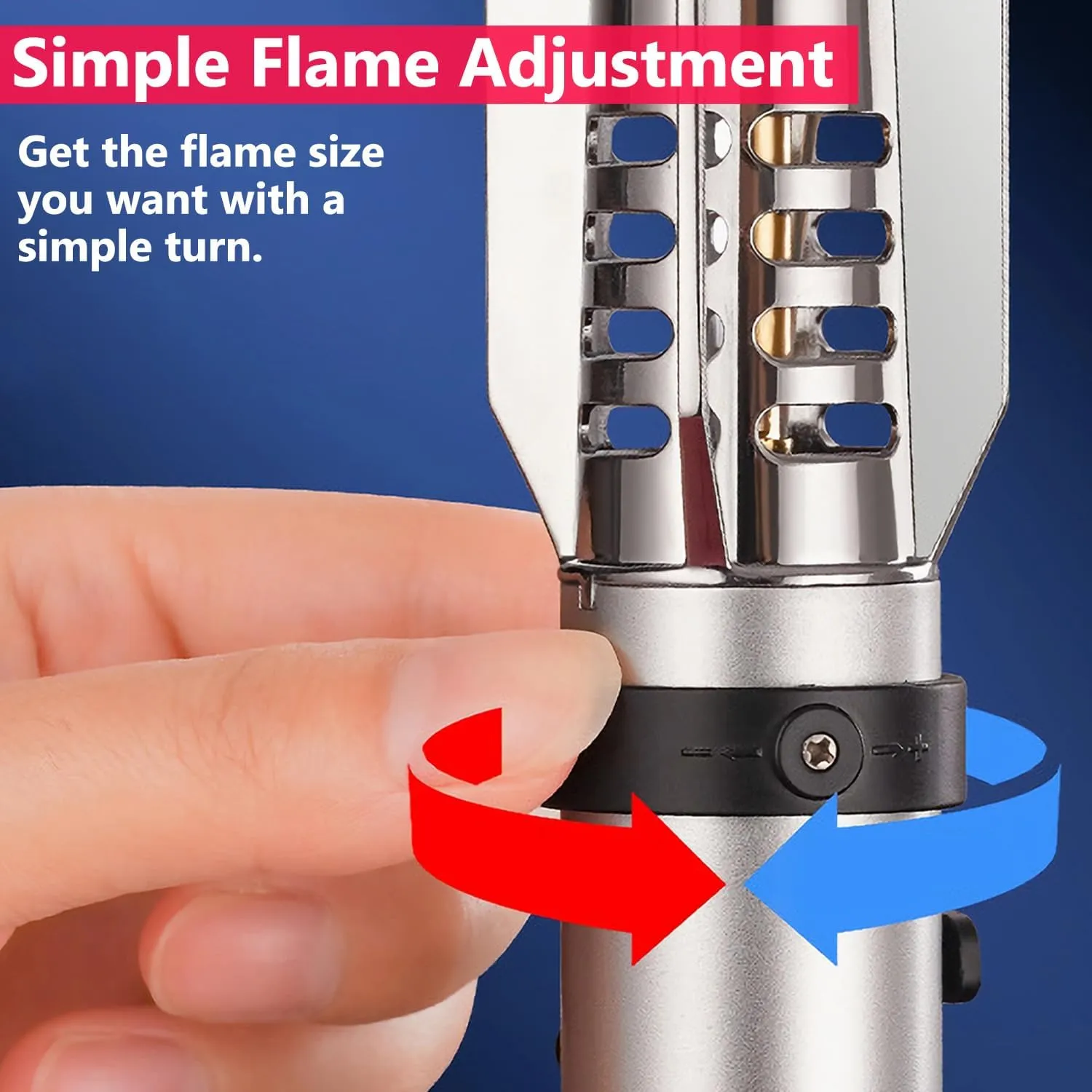 Large Torch Lighter, Windproof Butane Lighters with Flame Adjustable, Refillable, Jet Flame, Flame Switch Lock, Cool Lighter for Men.(Gas Not Include) (Blue)