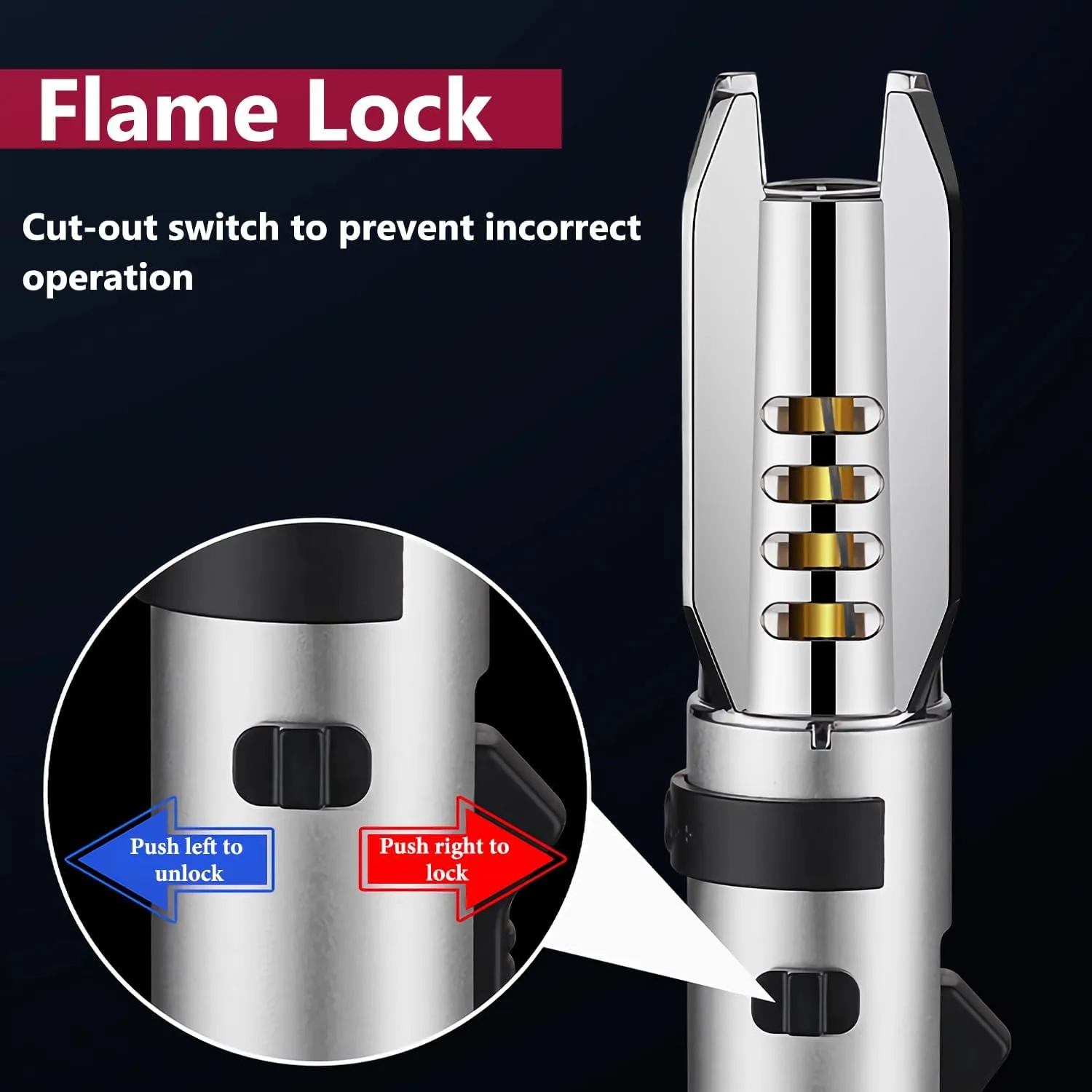 Large Torch Lighter, Windproof Butane Lighters with Flame Adjustable, Refillable, Jet Flame, Flame Switch Lock, Cool Lighter for Men.(Gas Not Include) (Blue)