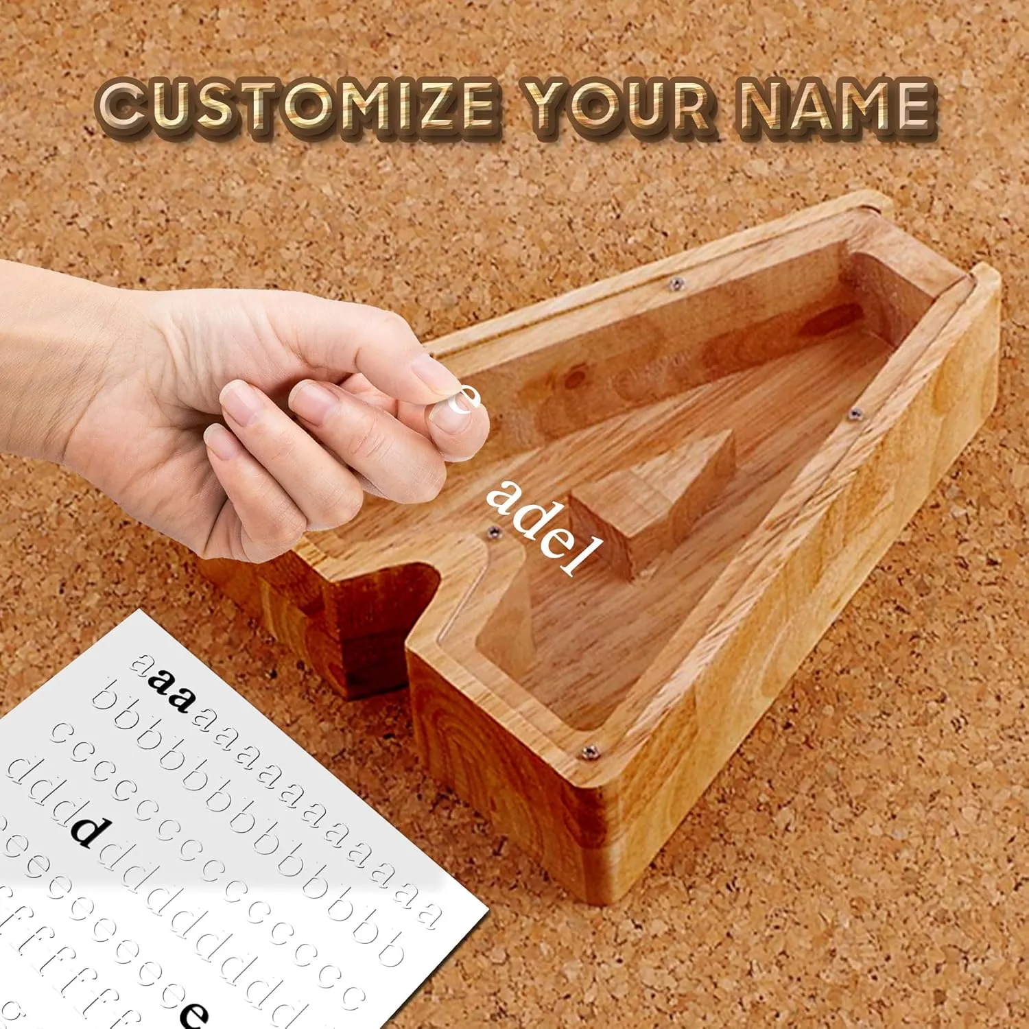 Large Wooden Personalized Piggy-Bank for Kids - A to Z Alphabet Saving Money Box, DIY Your Name Letter Coin Bank Gift for Kids Adults, Comes With Exquisite Letter Stickers