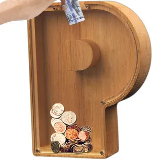 Large Wooden Personalized Piggy-Bank for Kids - A to Z Alphabet Saving Money Box, DIY Your Name Letter Coin Bank Gift for Kids Adults, Comes With Exquisite Letter Stickers