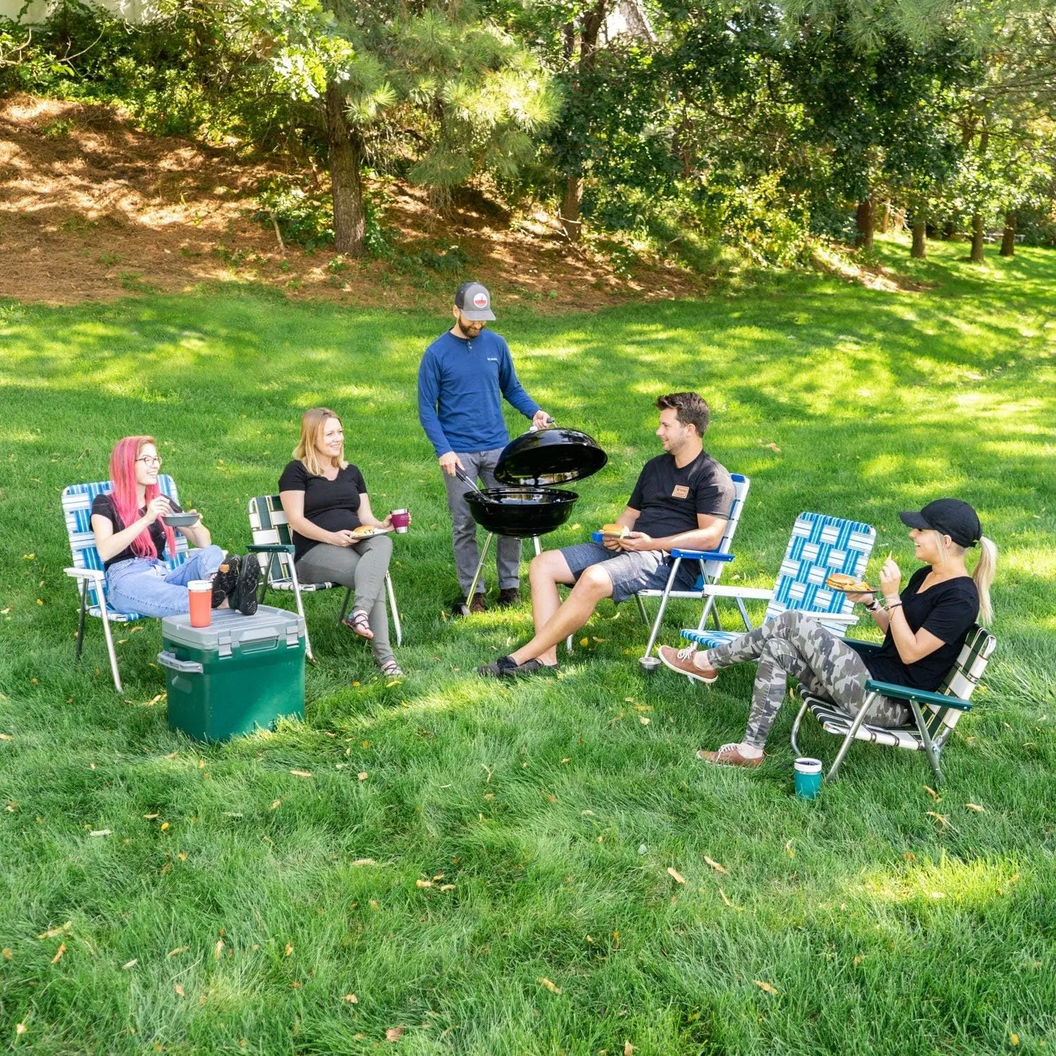 Lawn Chair USA | Folding Aluminum Webbed Chair for Camping, Sports, and Beach | Classic - Black//Silver