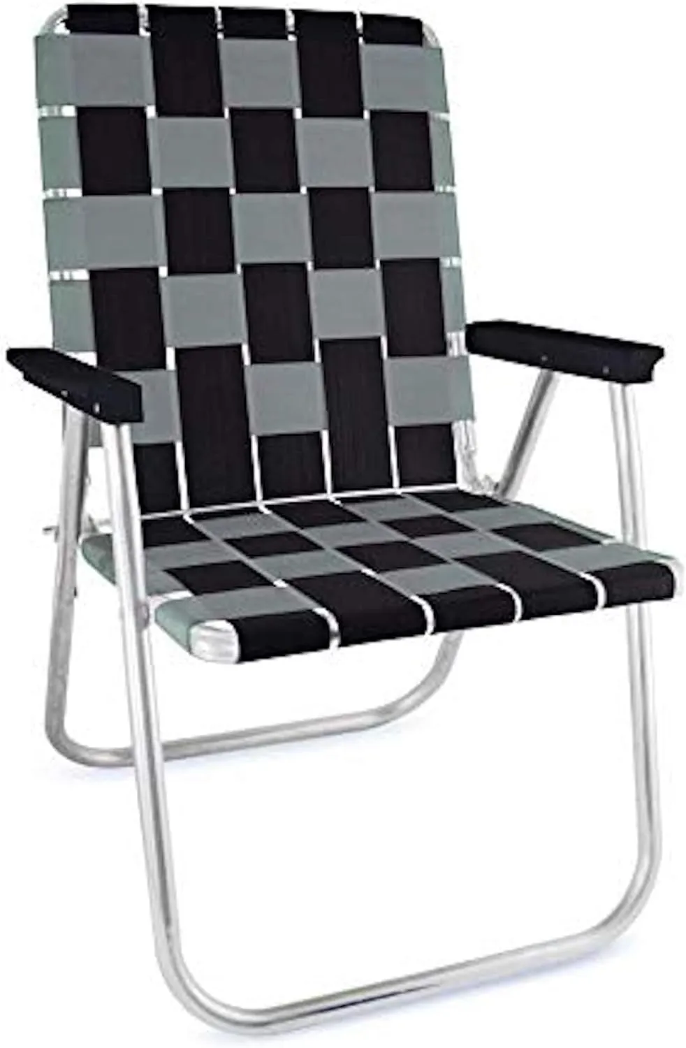 Lawn Chair USA | Folding Aluminum Webbed Chair for Camping, Sports, and Beach | Classic - Black//Silver