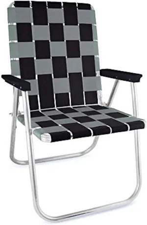Lawn Chair USA | Folding Aluminum Webbed Chair for Camping, Sports, and Beach | Classic - Black//Silver