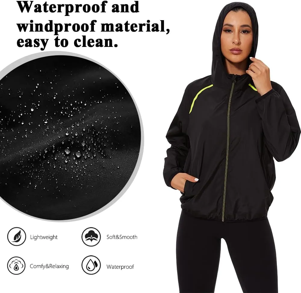 LAZAWG Women Rain Jacket Lightweight Waterproof Hooded Raincoat Windbreaker for Outdoor