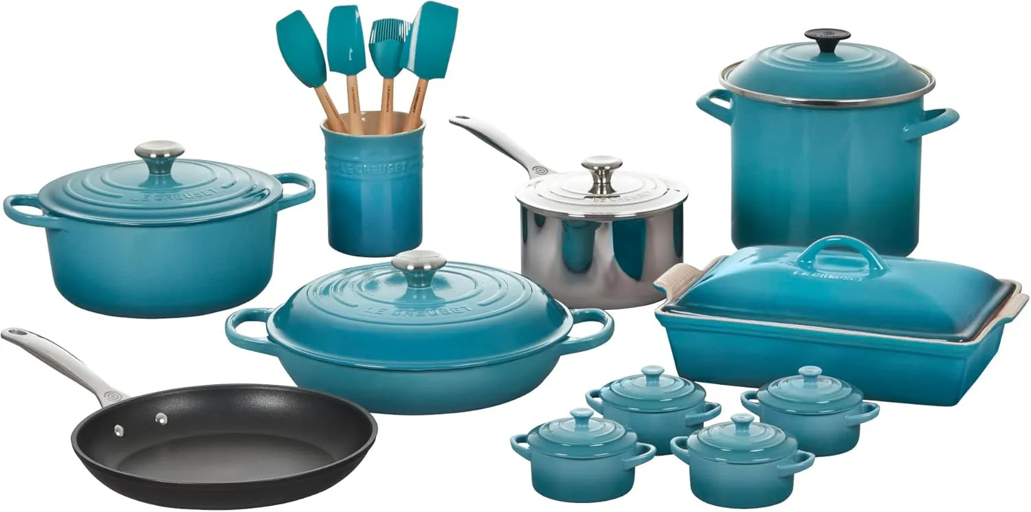 Le Creuset Caribbean 20 Piece Mixed Material Cookware Set